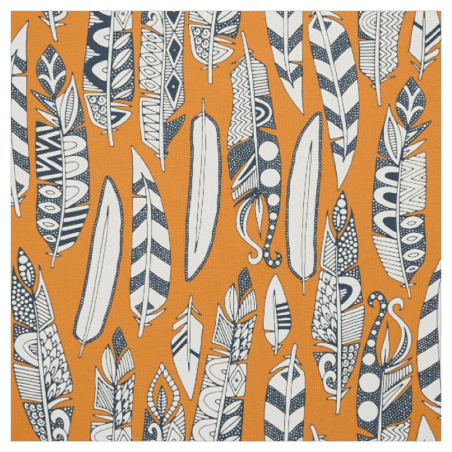 Fröhliche Federn Orange Stoff (Muster)