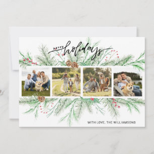 Fröhliche Feiertage Fotocollage Weihnachtsbotanik Feiertagskarte