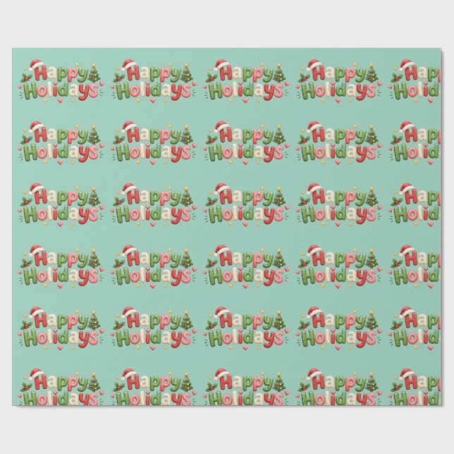 Fröhliche Feiertage Geschenkpapier (Flach)