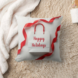 Fröhliche Feiertage Geschenktasche mit roten Schle Kissen