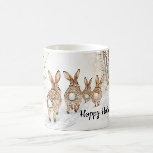 Fröhliche Feiertage Hase Kaninchen Winter Schnee Kaffeetasse