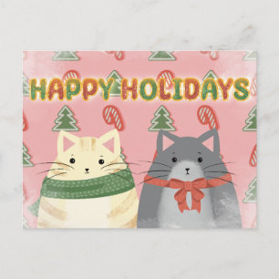 Fröhliche Feiertage Katzen Postkarte