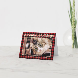 Fröhliche Feiertage Modern Plaid Lustige Haustierk Feiertagskarte