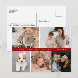 Fröhliche Feiertage Moderne Einfache Familienfoto- Feiertagspostkarte
