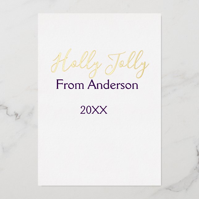 Fröhliche Feiertage Name Familie Jahr lila (Vorderseite)