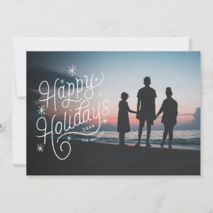 Fröhliche Feiertage Retro Handlettering Foto Feiertagskarte