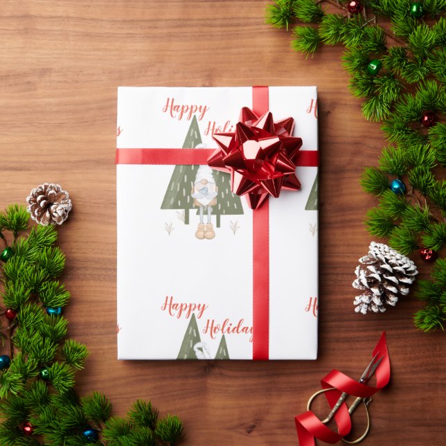 Fröhliche Feiertage Weihnachts-Gnom Geschenkpapier (Feiertagsgeschenk)