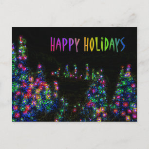Fröhliche Feiertags-Baumlichter Postkarte