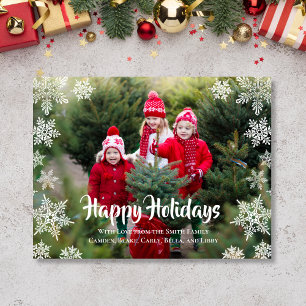 Fröhliche Feiertags-Schneeflocken-Weihnachts-Postk Feiertagspostkarte