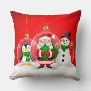 Fröhliche Feiertagsfiguren Weihnachtsmann, Pinguin Kissen