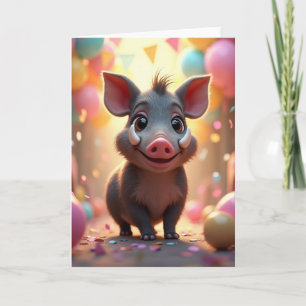 Fröhliche Ferkel-Kunstkarte Karte