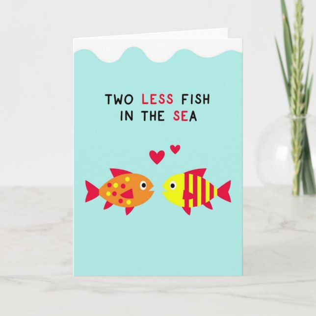 Fröhliche Fisch-Romantik-Karte Karte (Vorderseite)