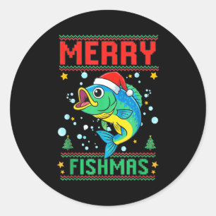 Fröhliche Fisch-Weihnachten Angeln Runder Aufkleber
