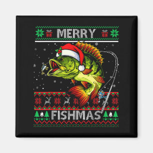 Fröhliche Fisch-Weihnachten B Fisch Angeln Weihnac Magnet