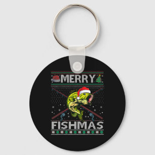 Fröhliche Fisch-Weihnachten Byss Fisch Angeln Weih Schlüsselanhänger