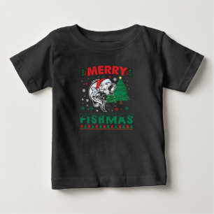 Fröhliche Fisch-Weihnachten Fisch-Angeln Vater Fis Baby T-shirt