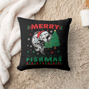 Fröhliche Fisch-Weihnachten Fisch-Angeln-Vater Fis Kissen