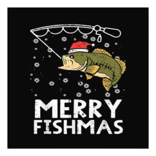 Fröhliche Fisch-Weihnachten Fisch-Angeln Weihnacht Fotodruck
