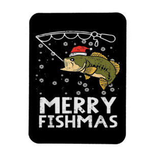Fröhliche Fisch-Weihnachten Fisch-Angeln Weihnacht Magnet