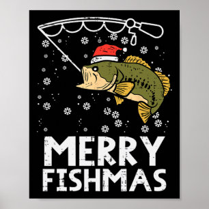 Fröhliche Fisch-Weihnachten Fisch Angeln Xmas Weih Poster