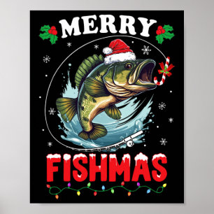 Fröhliche Fisch-Weihnachten Fisch Lustiger Angel-W Poster