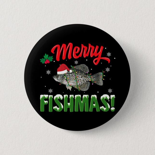 Fröhliche Fisch-Weihnachten Fischliebhaber Button (Vorderseite)
