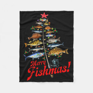 Fröhliche Fisch-Weihnachten Lustige Weihnachtsbaum Fleecedecke