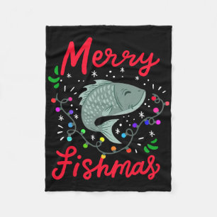 Fröhliche Fisch-Weihnachten Lustige Weihnachtsbaum Fleecedecke