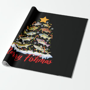 Fröhliche Fisch-Weihnachten Lustige Weihnachtsbaum Geschenkpapier