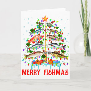Fröhliche Fisch-Weihnachten Lustige Weihnachtsbaum Karte