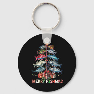 Fröhliche Fisch-Weihnachten Lustige Weihnachtsbaum Schlüsselanhänger