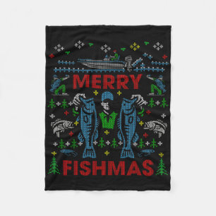 Fröhliche Fisch-Weihnachten Lustiger Angel-Häßlich Fleecedecke