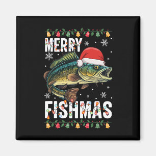 Fröhliche Fisch-Weihnachten Lustiger Angel-Weihnac Magnet