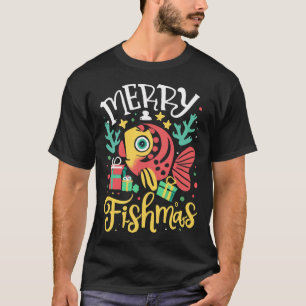 Fröhliche Fisch-Weihnachten Lustiger Angel-Weihnac T-Shirt
