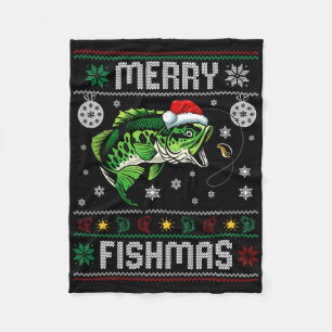 Fröhliche Fisch-Weihnachten Lustiger Fisch Angel-F Fleecedecke
