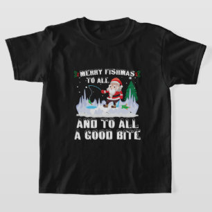 Fröhliche Fisch-Weihnachten Lustiger Fisch Angler  T-Shirt