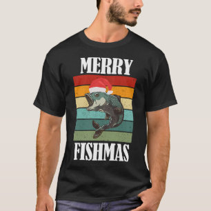 Fröhliche Fisch-Weihnachten Lustiger Fischer Weihn T-Shirt