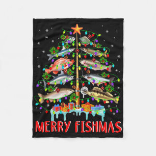 Fröhliche Fisch-Weihnachten Lustiger Weihnachtsbau Fleecedecke