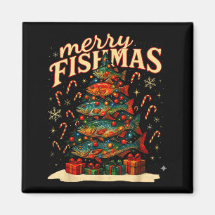 Fröhliche Fisch-Weihnachten Lustiges Angeln Weihna Magnet