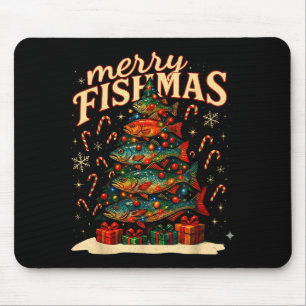 Fröhliche Fisch-Weihnachten Lustiges Angeln Weihna Mousepad