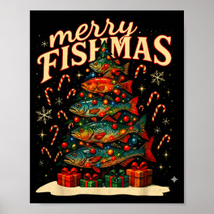 Fröhliche Fisch-Weihnachten Lustiges Angeln Weihna Poster