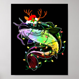 Fröhliche Fisch-Weihnachten Santa Angler-Fans Lust Poster