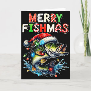 Fröhliche Fisch-Weihnachten Santa Angler Lustiger  Karte
