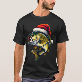 Fröhliche Fisch-Weihnachten Santa Angler Lustiger T-Shirt