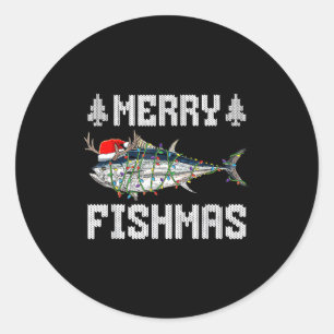 Fröhliche Fisch-Weihnachten Thunfisch Weihnachten  Runder Aufkleber
