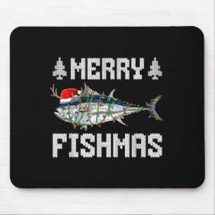 Fröhliche Fisch-Weihnachten Thunfisch Weihnachtsma Mousepad
