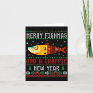 Fröhliche Fisch-Weihnachten und ein Crêpe Neues Ja Karte