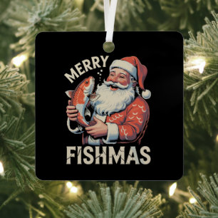 Fröhliche Fischweihnacht Lustige Weihnachten Santa Ornament Aus Metall
