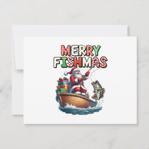 Fröhliche Fischweihnachten Santa Angler Lustiger F Einladung