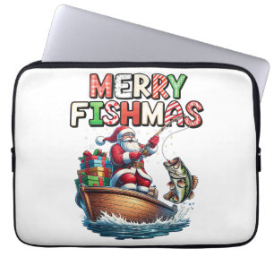 Fröhliche Fischweihnachten Santa Angler Lustiger F Laptopschutzhülle
